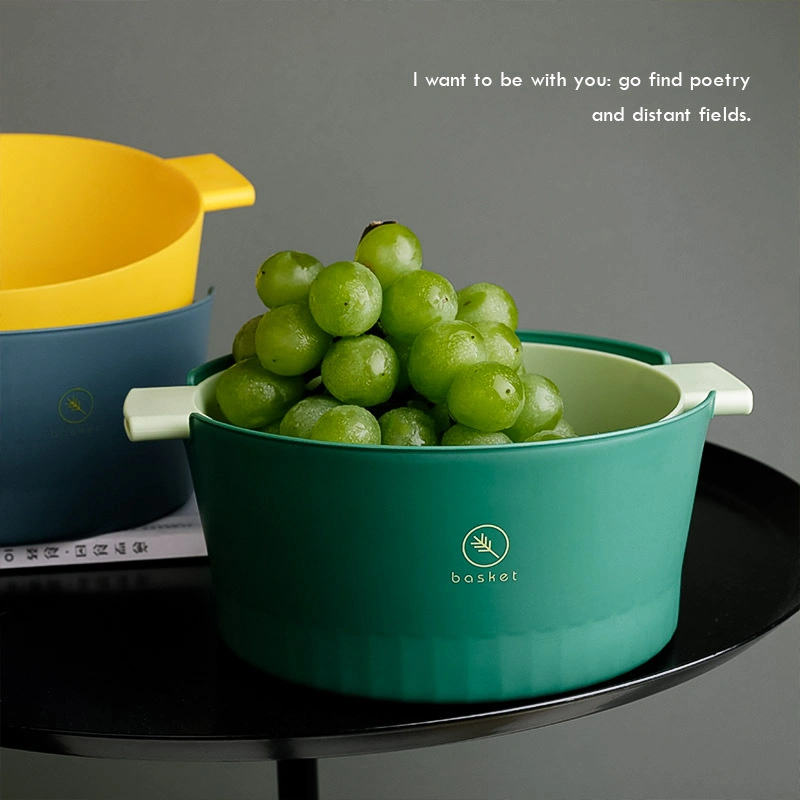 Double Layer 2-in-1 Multifunction Washing Bowl and Strainer Vegetable Fruit Plastic Creative Double Drain Basket