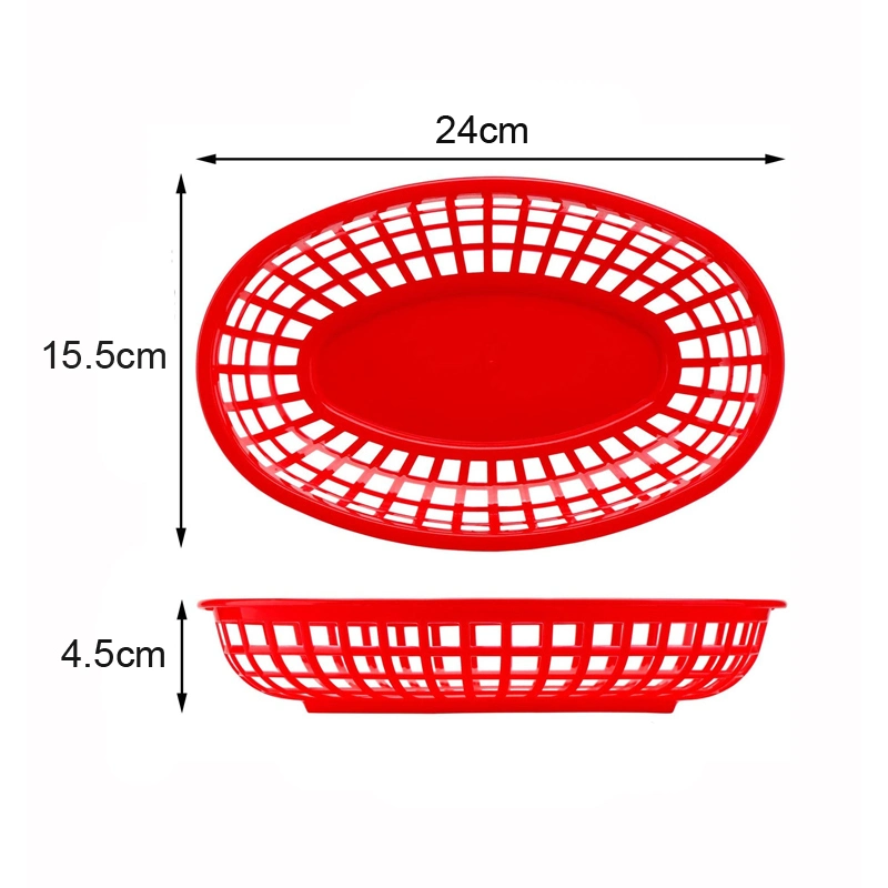 Plastic Fry Fast Food Basket Bread Baskets Oval-Shaped Tray Restaurant Supplies, Deli Serving Bread Basket for Chicken, Burgers, Sandwiches & Fries