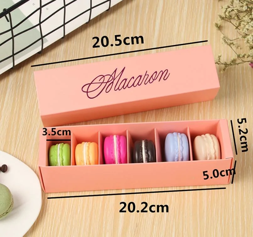 Macaron Packaging Box with 6 Pieces Clear Plastic Suction Paper Box and Drawer Type Macaron Paper Box