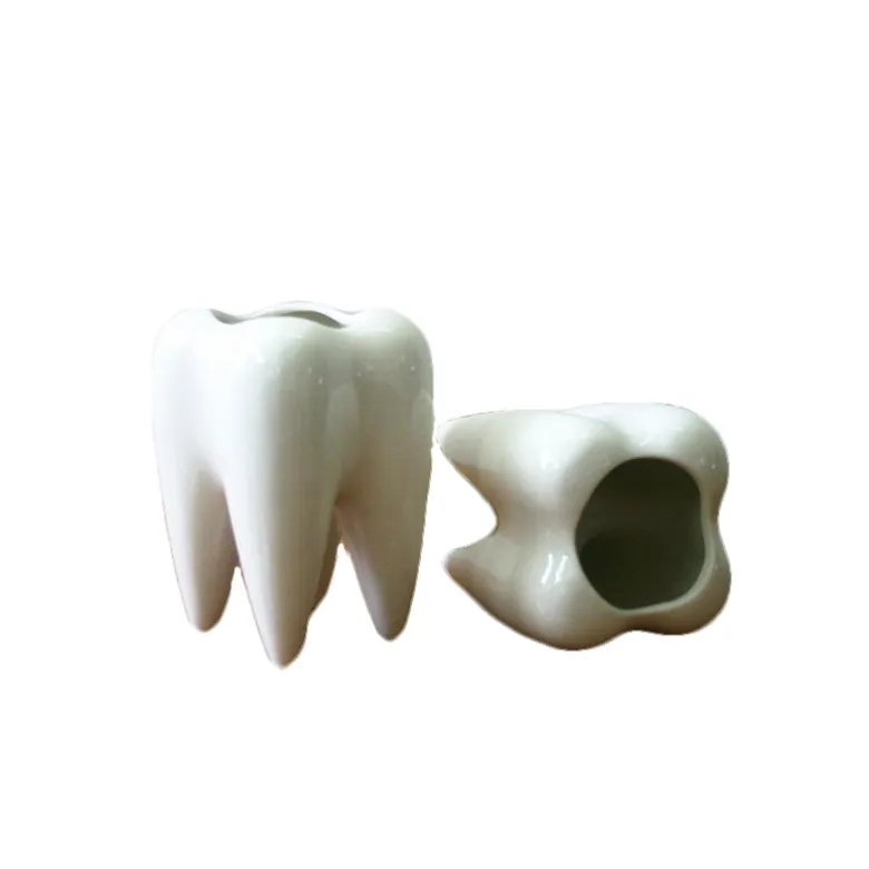 Porta-canetas personalizados em forma de dente para escritório em cerâmica personalizada